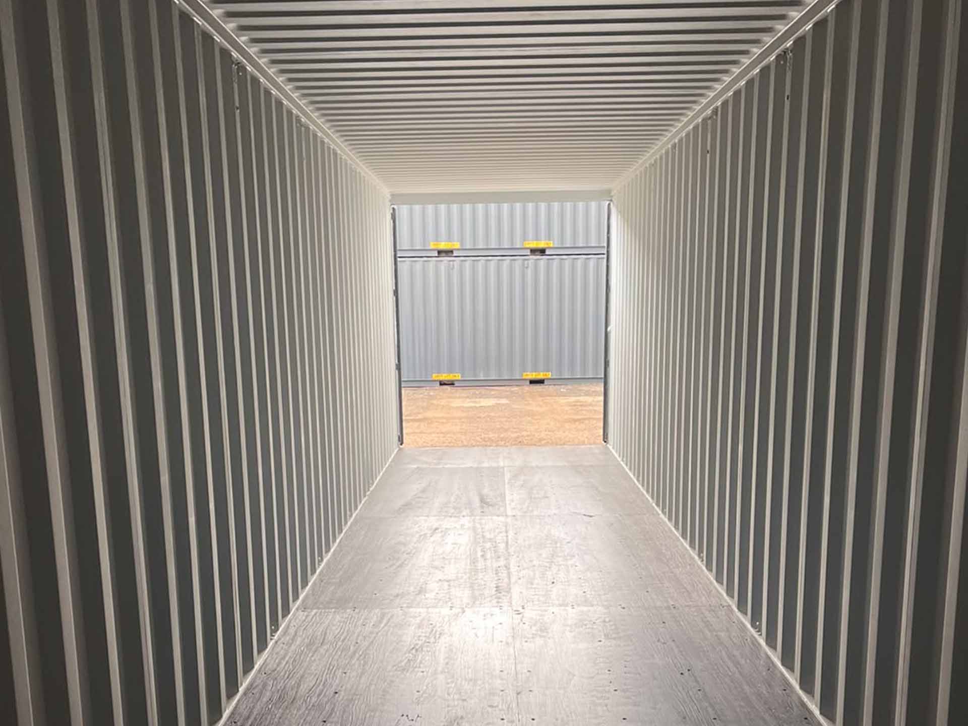 Interior of a 40ft × 8ft drive-up self-storage unit