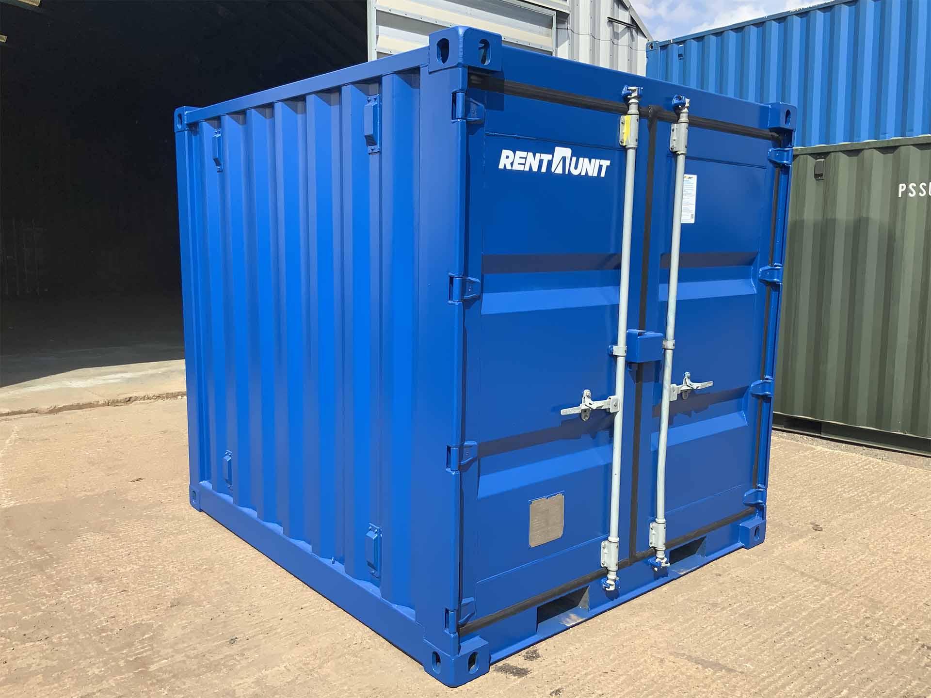 Exterior of a 7ft × 7ft drive-up self-storage unit
