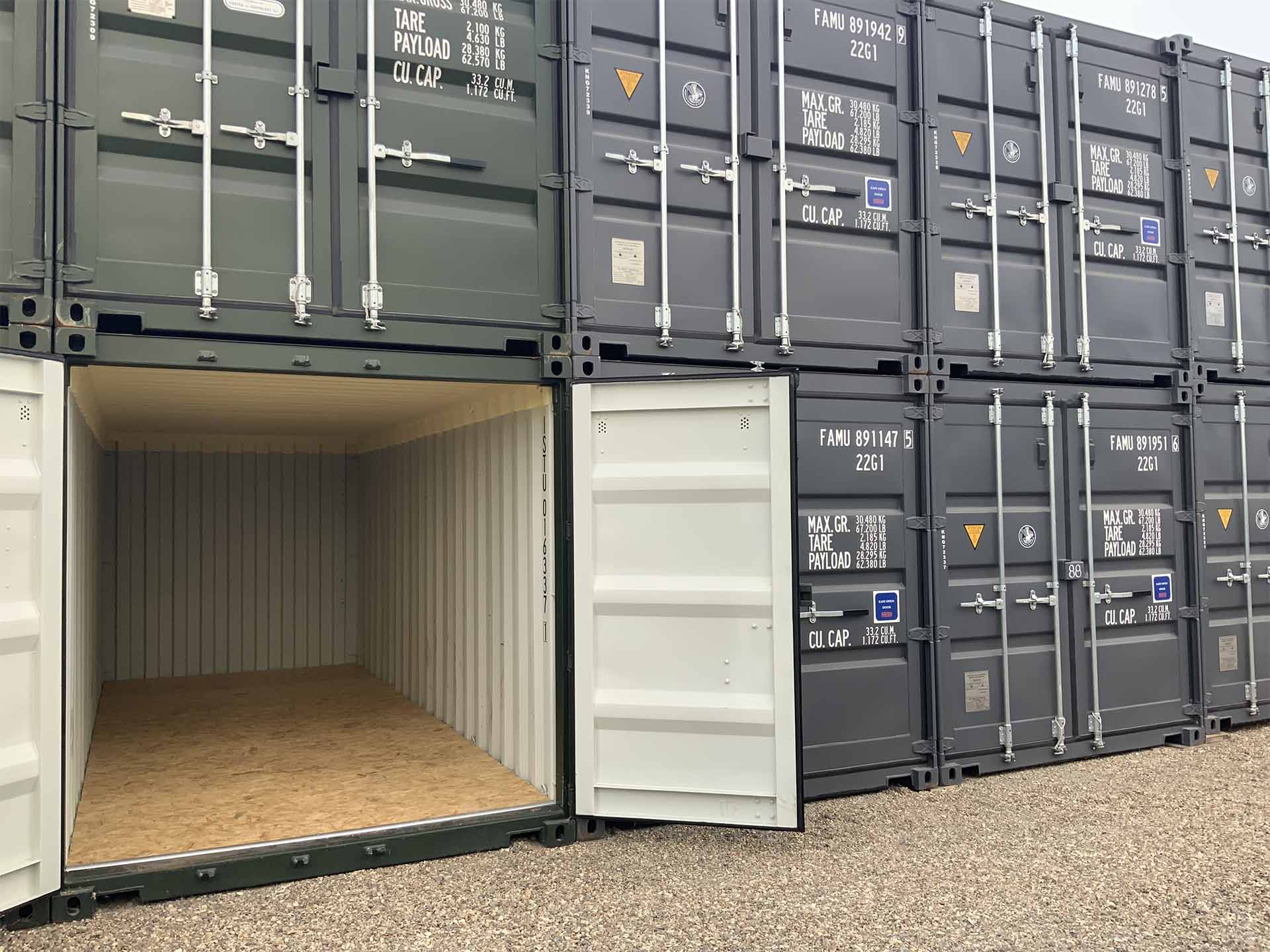 Exterior of a ground-floor drive-up self-storage unit