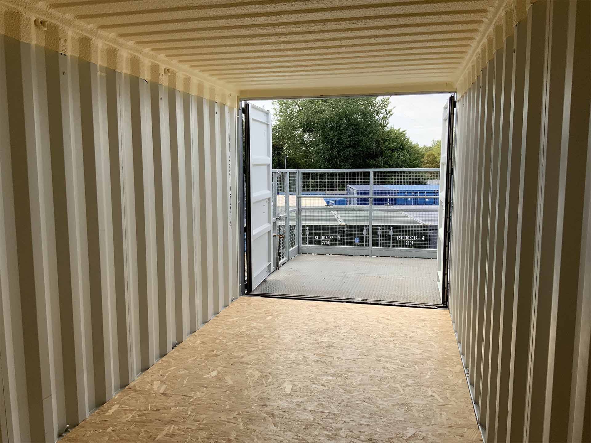 Interior of a second-floor self-storage container